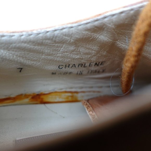 VINTAGE Bally Shoes Women Leather 7 Brown Sneakers Italian Low Tan Charlene $620 - Picture 13 of 15